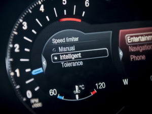 Dashboard showing Ford’s Intelligent Speed Limiter technology