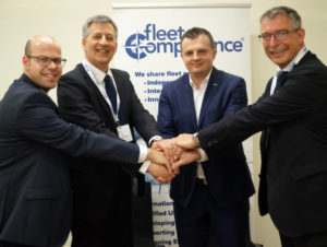 (L-R) Fleetcompetence’s Tobias Kern, Thilo von Ulmenstein, Lukas Jania (cooperation partner from Poland) and Balz Eggenberger.