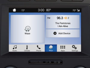 Plug your phone into a compatible Ford with SYNC 3 and view Waze on a bigger screen plus control it using your voice